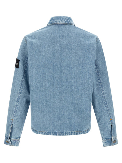 Stone Island Blue Cotton Denim Jacket