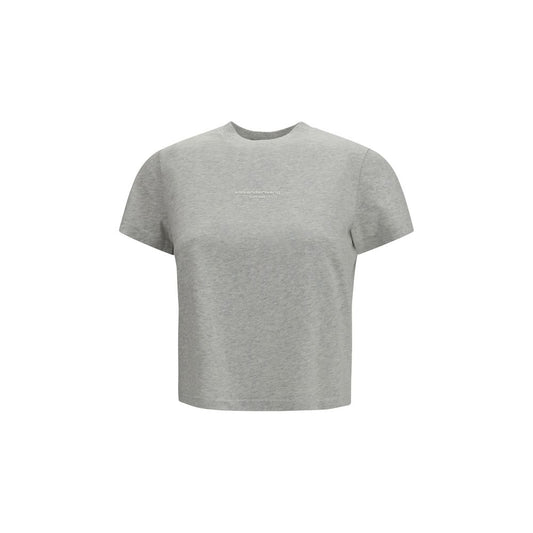 T-Shirt by Alexander Wang for women in cotton gray, white & print features an edgy silhouette, meticulously detailed with a sophisticated short-sleeve and round neckline for a truly edgy finish.