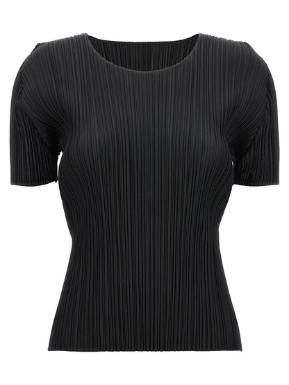 PLEATS PLEASE ISSEY MIYAKE Black Polyester T-Shirt