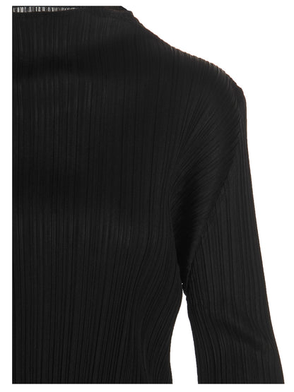 PLEATS PLEASE ISSEY MIYAKE Black Polyester Long Sleeve T-Shirt