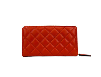 Versace Quilted Leather Continental Clutch Zip Wallet