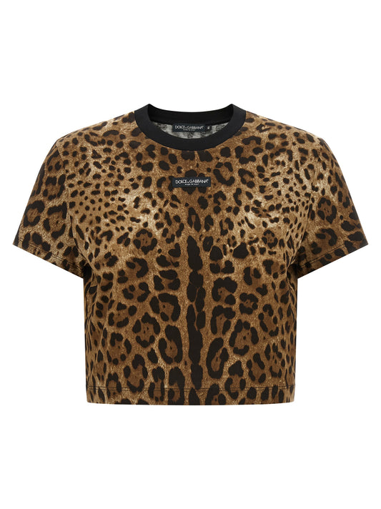 T-Shirt by Dolce & Gabbana for women in cotton animal, black, brown, leopard-print, patterned & print showcases a chic silhouette, artfully detailed with a chic and for a chic finish.