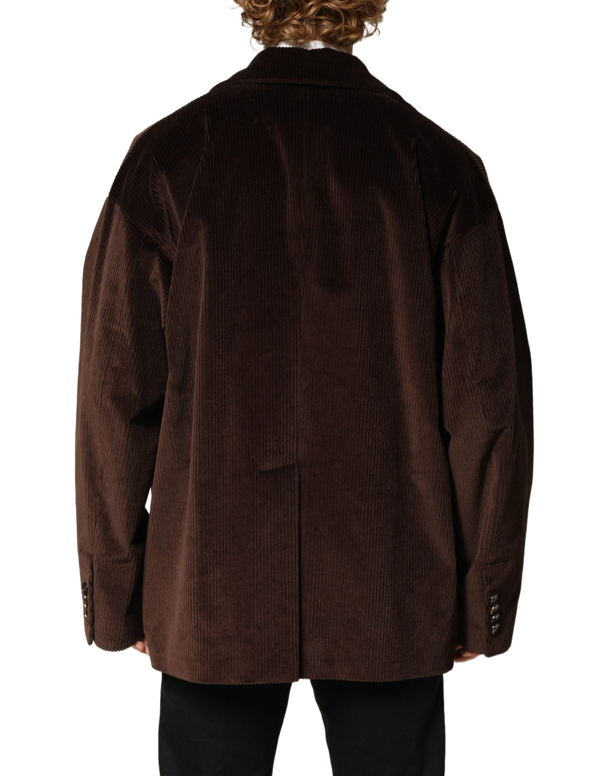 Blazer by Dolce & Gabbana for men in cotton corduroy & viscose brown showcases a polished silhouette, highlighted by a refined double-breasted neckline and polished for a sophisticated finish.