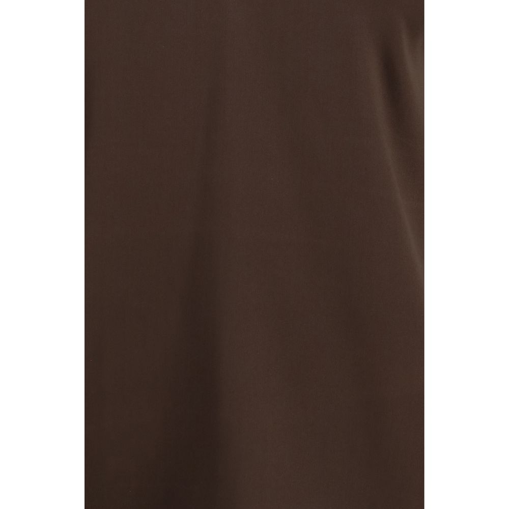 T-Shirt by Brunello Cucinelli for women in silk satin brown features a plush silhouette, showcasing a sophisticated v-neck neckline and for a truly plush finish.