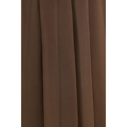 Brunello Cucinelli Brown Silk Midi Skirt