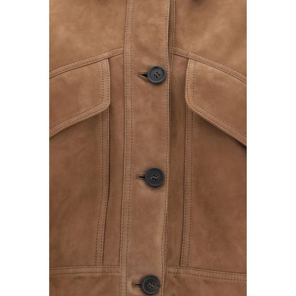 Brunello Cucinelli Brown Calf Leather Bos Taurus Leather Jacket