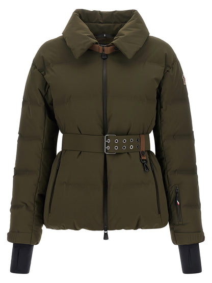 Puffer Jacket by Moncler Grenoble for women in polyester bicolour, green & olive features a dramatic silhouette, showcasing a sophisticated and distinctive insulated for a dramatic aesthetic.