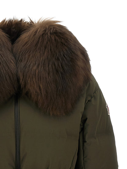 This Puffer Jacket by Moncler Grenoble for women in polyester bicolour, green & olive exhibits a edgy silhouette, meticulously detailed with functional insulated and a edgy for a edgy finish.