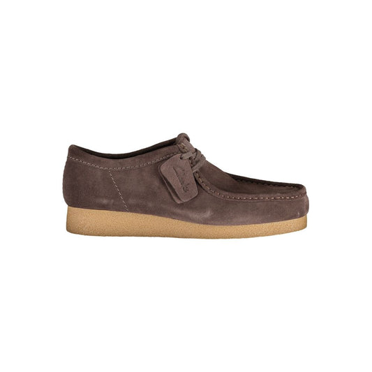Loafer Slip-On Lace-Up Work Shoes by Clarks for men in polyester polyurethane suede leather brown features an ergonomic silhouette, perfectly showcasing Men's Polyester Polyurethane Suede Leather Loafer Slip-On Lace-Up Work Shoes with its distinct and elegant .