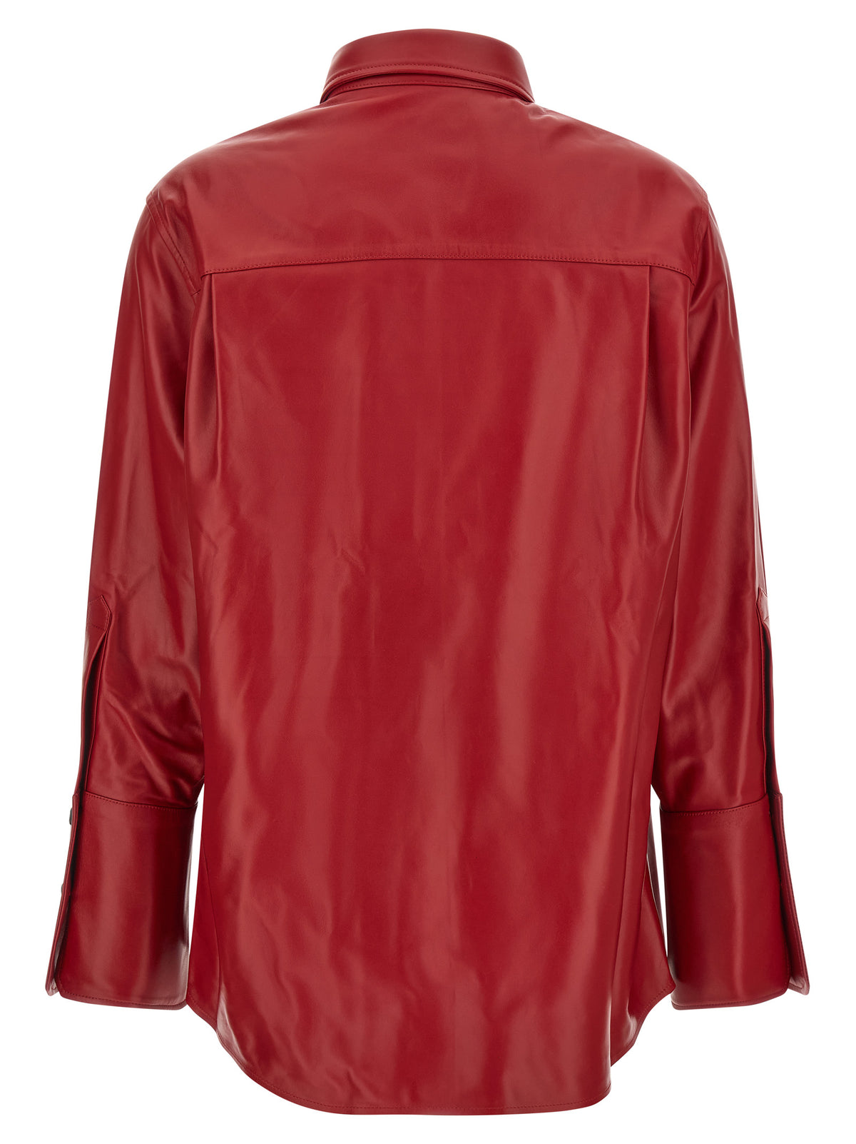 Blouse by CO for women in lamb leather & cotton black, cherry & red showcases a sublime silhouette, artfully detailed with a sublime and for a sophisticated, sublime finish.