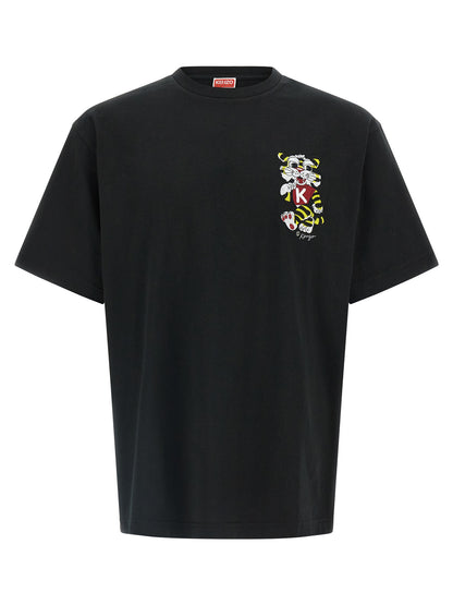 T-Shirt by Kenzo for men in cotton black & signature features a plush silhouette, showcasing a sophisticated and short-sleeve for a truly plush finish.