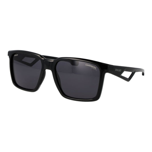 Sunglasses by Carrera Ducati for men in polyester and black & gray featuring an stylish full-rim square frame design with a sophisticated black coloured frame finish and high-performance category-3-dark-tint lens.