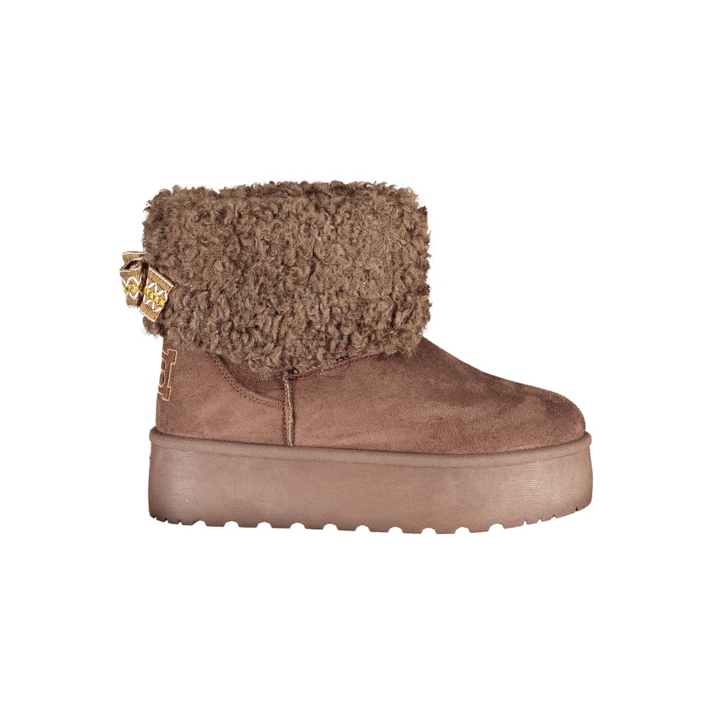 Platform Ankle Boots by Laura Biagiotti for women in polyester & polyurethane brown features an dynamic silhouette, showcasing the dynamic Women's Polyester & Polyurethane Platform Ankle Boots design with its distinctive platform and elegant .