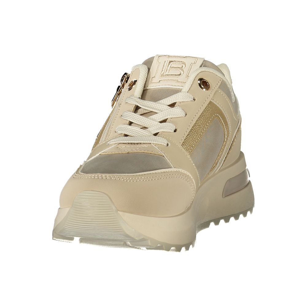 Athletic Sneakers by Laura Biagiotti for women in polyester & polyurethane beige & signature showcases an impeccable silhouette, defined by an impeccable athletic style design that perfectly captures the essence of the Women's Athletic Polyester & Polyurethane Sneakers.