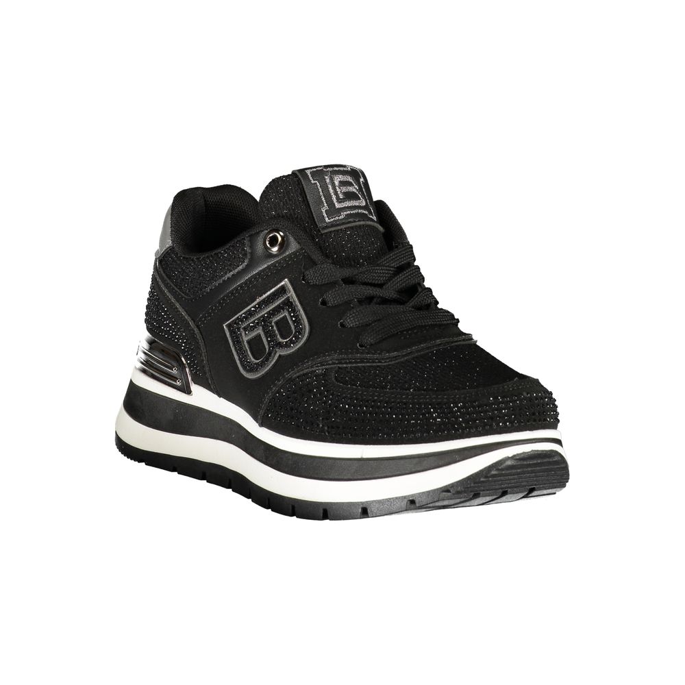 Athletic Sneakers by Laura Biagiotti for women in polyester & polyurethane black & gray presents a sleek silhouette, perfectly capturing the athletic style essence of Women's Athletic Polyester & Polyurethane Sneakers with its sleek design and premium finish.