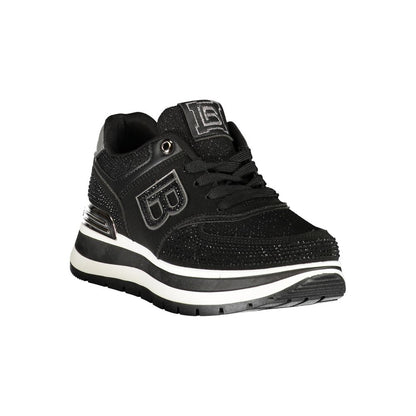 Athletic Sneakers by Laura Biagiotti for women in polyester & polyurethane black & gray presents a sleek silhouette, perfectly capturing the athletic style essence of Women's Athletic Polyester & Polyurethane Sneakers with its sleek design and premium finish.