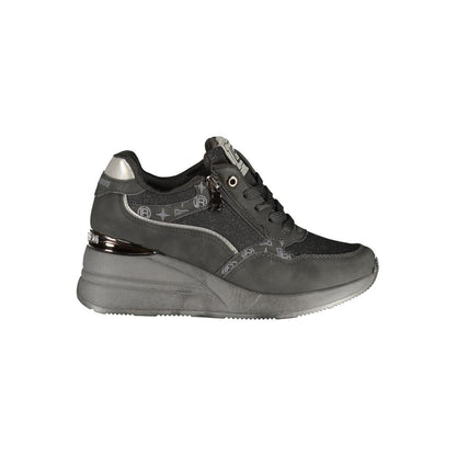 Athletic Sneakers by Laura Biagiotti for women in polyester & polyurethane black features an timeless silhouette from the Women's Athletic Polyester & Polyurethane Sneakers collection, showcasing a timeless athletic style for a timeless look.