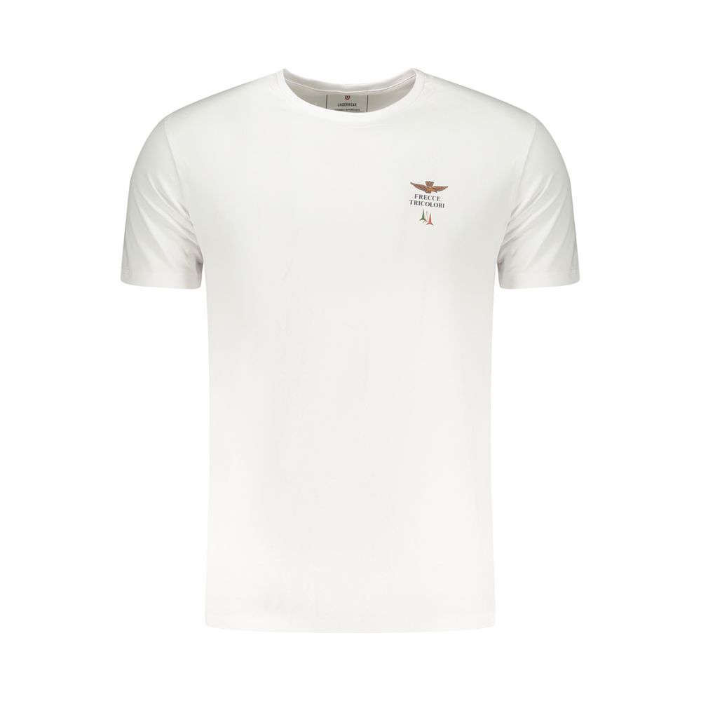 Activewear T-Shirt by Aeronautica Militare for men in stretch cotton white features an ergonomic design with , highlighting a ergonomic short-sleeve length and ergonomic crew neckline for a high-performance look.