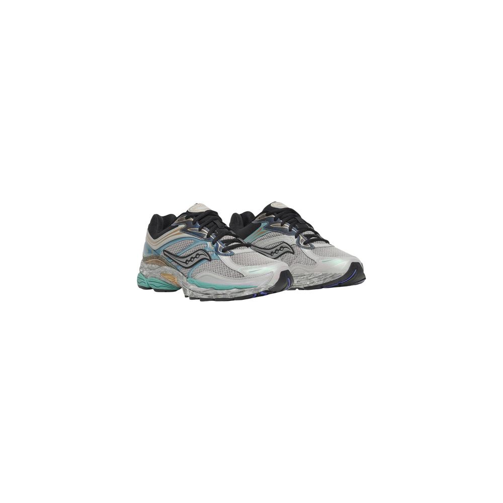 Athletic Sneakers by Saucony for men in synthetic textile & mesh gray showcases a architectural silhouette, artfully capturing the essence of the Men's Chunky Synthetic Textile & Mesh Athletic Sneakers with its signature architectural chunky style construction.