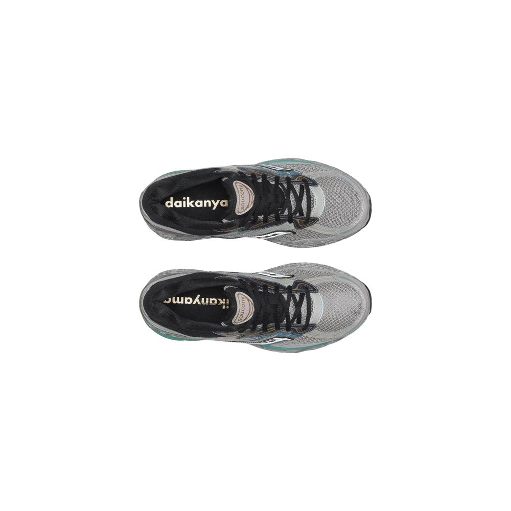 Athletic Sneakers by Saucony for men in synthetic textile & mesh gray features an effortless chic silhouette, showcasing the signature chunky style of the Men's Chunky Synthetic Textile & Mesh Athletic Sneakers collection with a truly effortless chic finish.