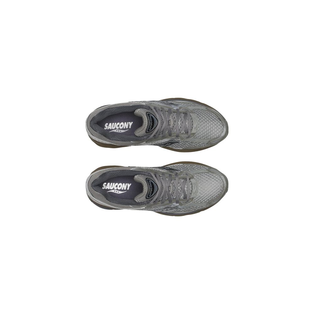 Athletic Sneakers by Saucony for men in synthetic fabric mesh silver features an effortless chic silhouette, showcasing the signature athletic style of the Men's Athletic Synthetic Fabric Mesh Sneakers collection with a truly effortless chic finish.
