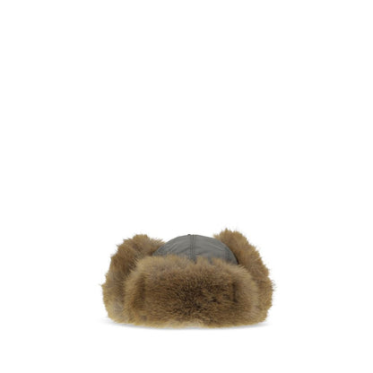 Hat by Miu Miu for women in cashmere polyamide & fur gray features a ethereal silhouette, showcasing the ethereal design of this Cashmere Polyamide & Fur Hat for a sophisticated, premium look.