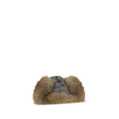 Hat by Miu Miu for women in cashmere polyamide & fur gray showcases a refined silhouette, artfully capturing the essence of the refined Cashmere Polyamide & Fur Hat design for a sophisticated look.