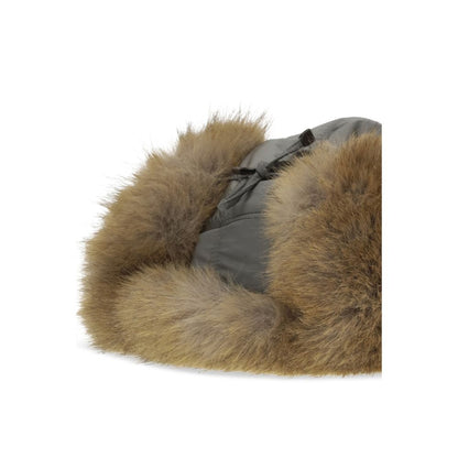 Hat by Miu Miu for women in cashmere polyamide & fur gray showcases a delicate silhouette, artfully capturing the essence of the delicate Cashmere Polyamide & Fur Hat design for a sophisticated look.
