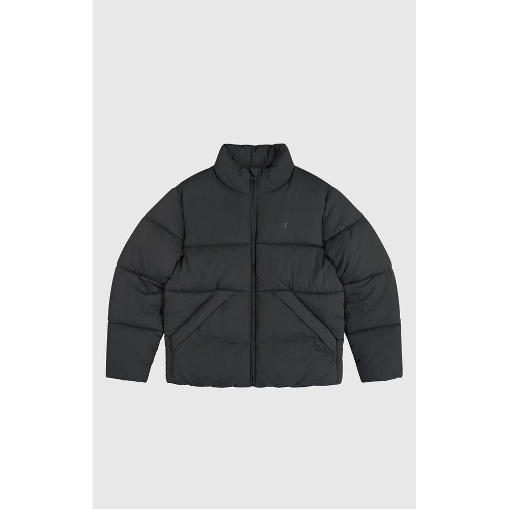 Parka by Champion for men in polyamide black features a modern silhouette, showcasing a sophisticated and premium insulated for a truly modern finish.