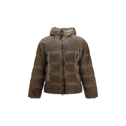 C.P. Company Men's Down Duck Chrome Polyamide & Nylon Hooded Puffer Jacket - Brown