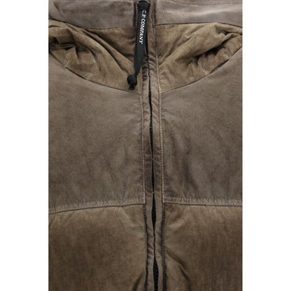 C.P. Company Men's Down Duck Chrome Polyamide & Nylon Hooded Puffer Jacket - Brown