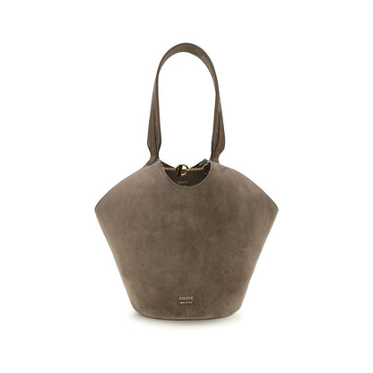 Khaite Brown Calf Leather Bos Taurus Shoulder Bag