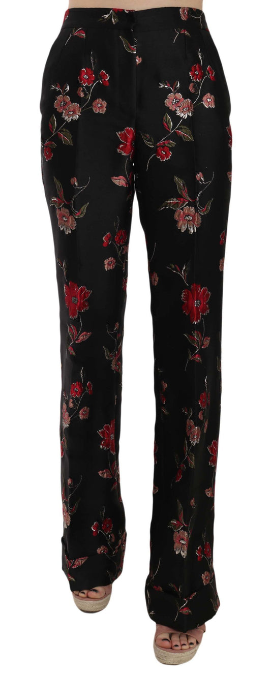 Dolce & Gabbana Women's Metallized Fiber Nylon Polyester & Silk Jeans - Black Floral Print