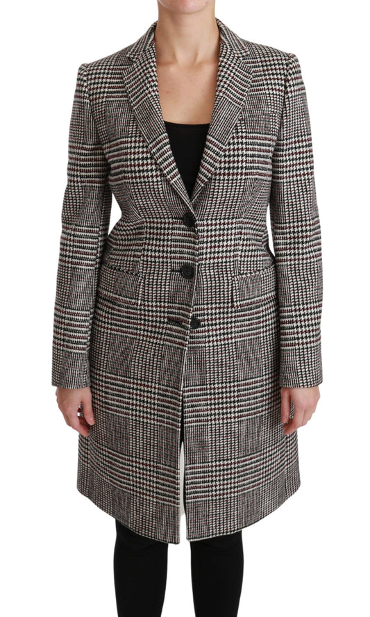 Dolce & Gabbana Women's Elegant Multicolor Checked Knee-Length Jacket Coat