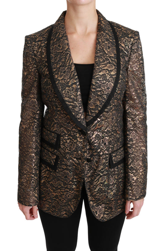 Dolce & Gabbana Women's Elegant Gold Floral Lace Blazer Jacket