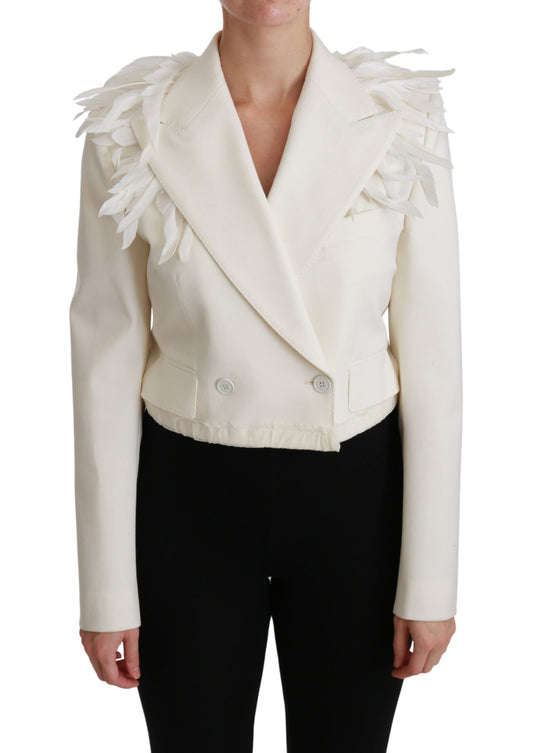 Dolce & Gabbana Women's Elegant White Double Breasted Blazer Jacket