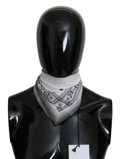 Costume National White Printed Bandana Cotton Scarf