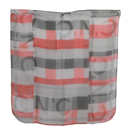 Costume National Red 100% Silk Branded Gray Scarf