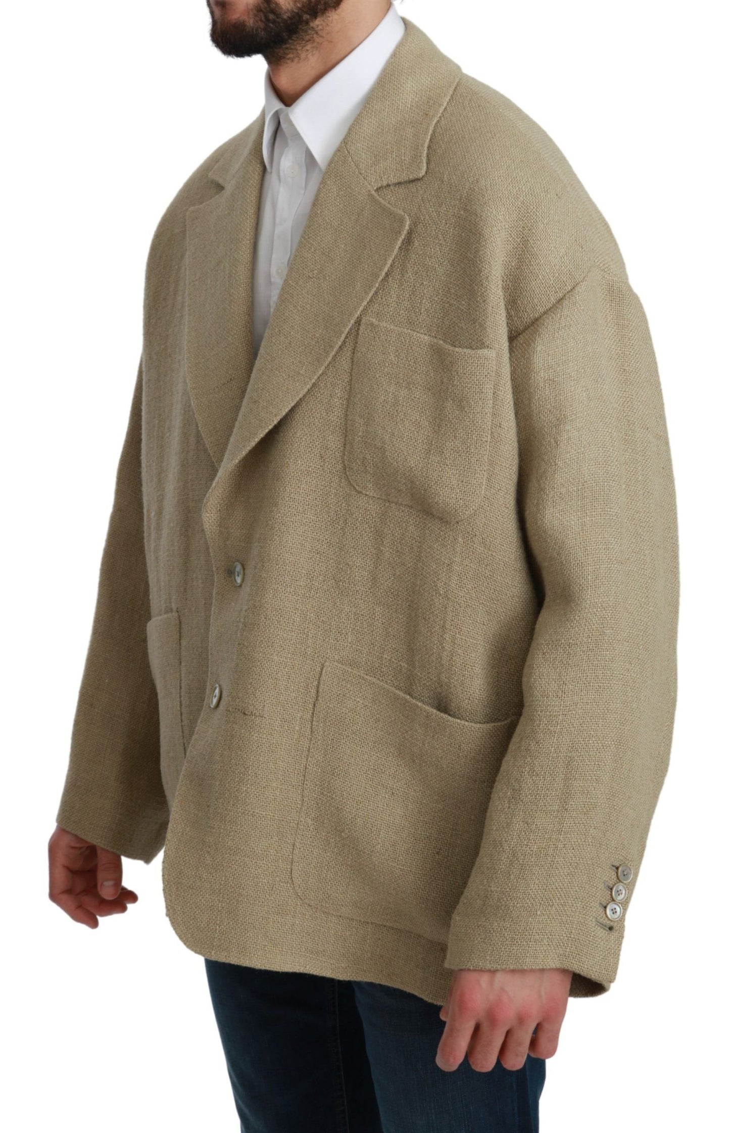 Beige Jacket Coat 100% Jute Blazer Coat