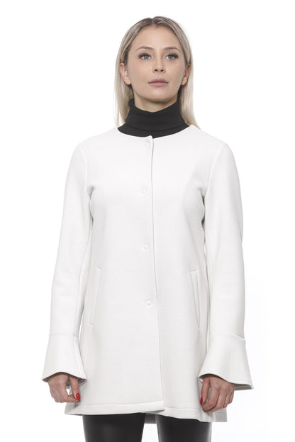 19V69 Italia Women's White Neoprene Round Neck Coat