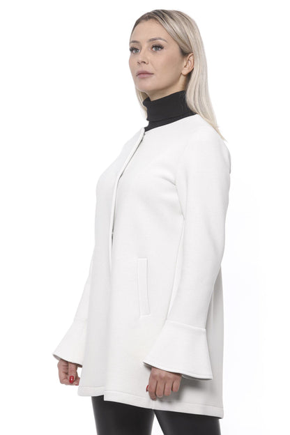 19V69 Italia Women's White Neoprene Round Neck Coat