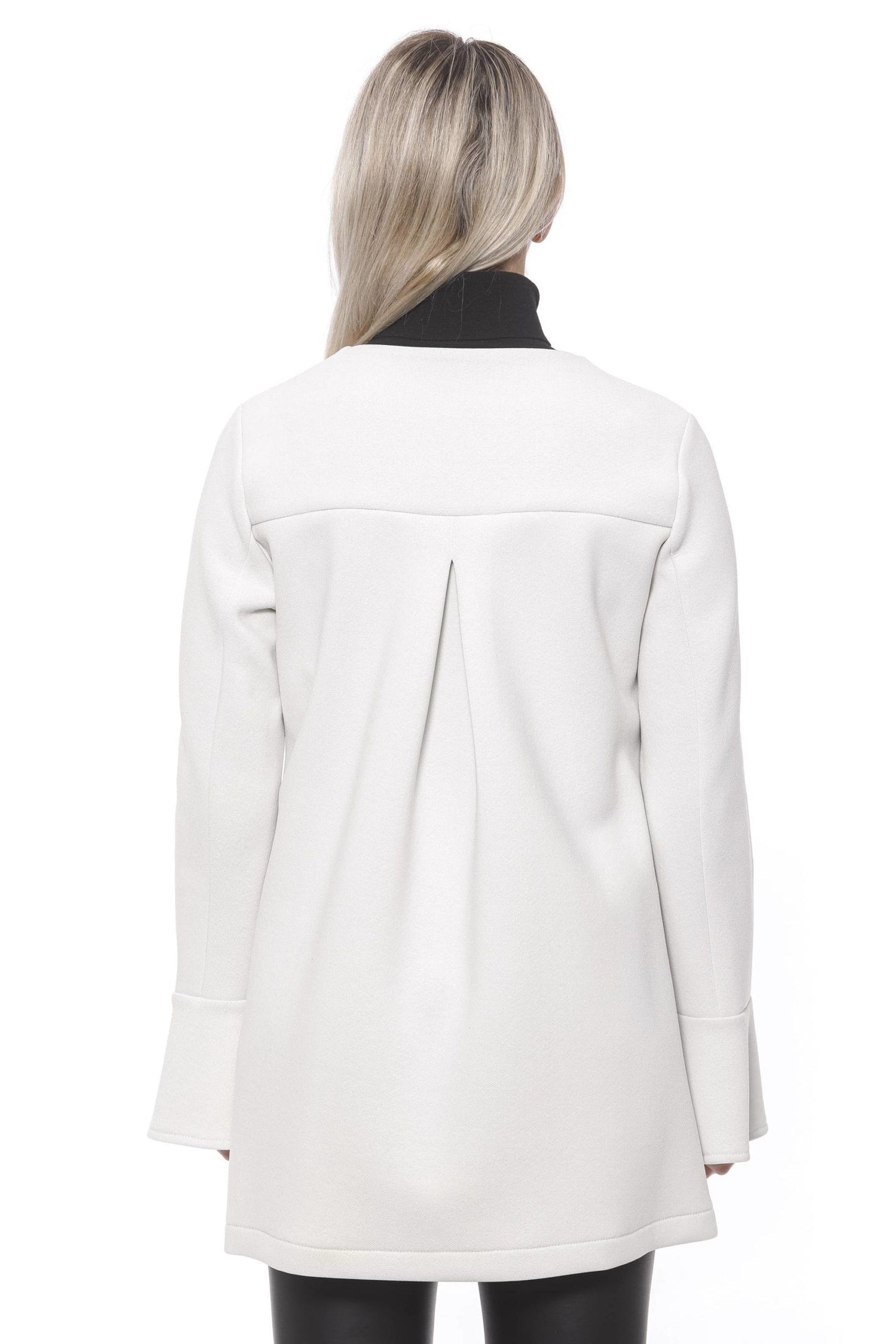 19V69 Italia Women's White Neoprene Round Neck Coat