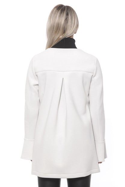 19V69 Italia Women's White Neoprene Round Neck Coat