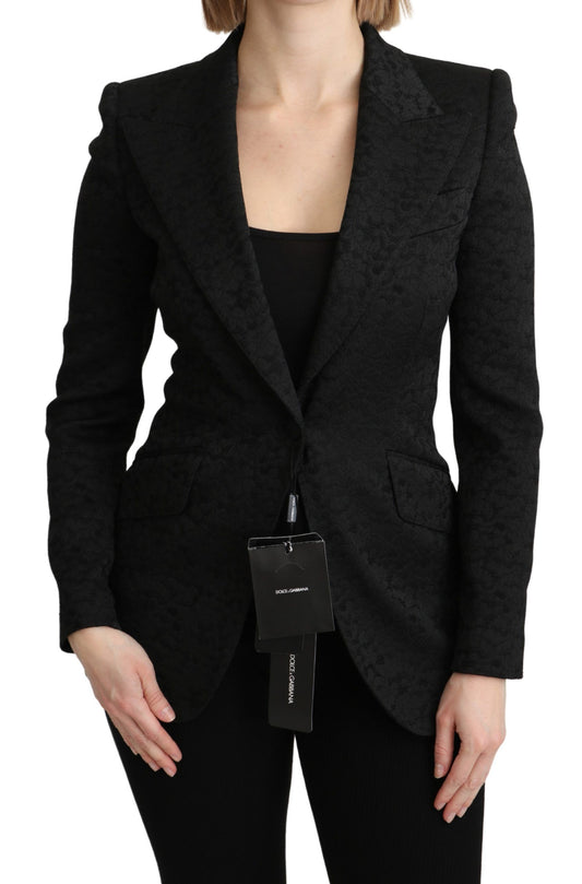 Dolce & Gabbana Women's Elegant Black Brocade Single Breasted Blazer