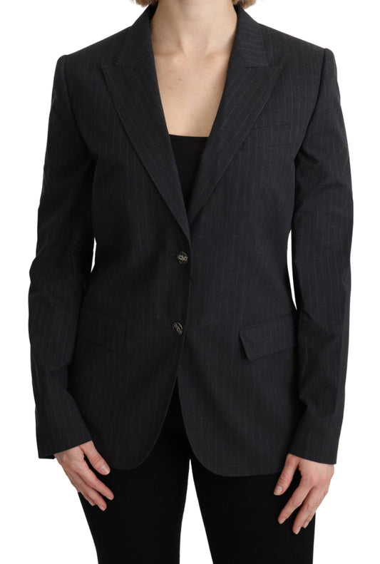 Dolce & Gabbana Women's Elegant Gray Striped Cotton Blazer