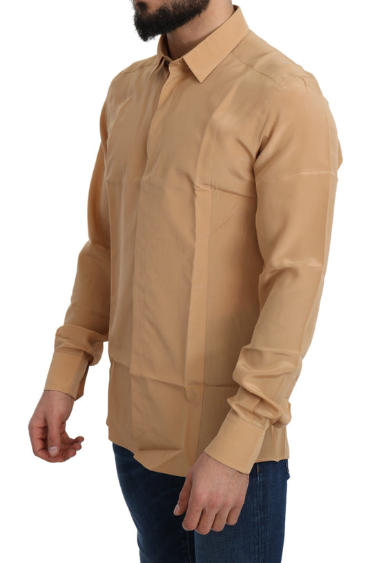 Dress Shirt by Dolce & Gabbana for men in silk yellow, featuring a nuanced and nuanced for a sophisticated finish.