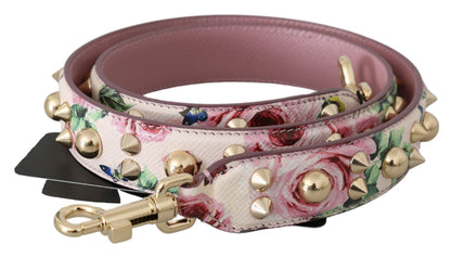 Dolce & Gabbana Chic Floral Pink Leather Shoulder Strap
