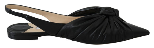 Jimmy Choo  Black Leather Flat Shoes