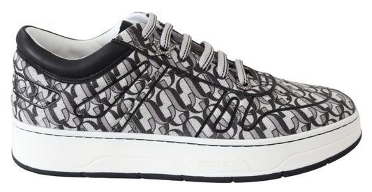 Jimmy Choo Women's Silver Black Glitter Hawaii Sneakers