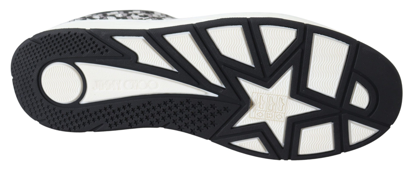 Jimmy Choo Women's Silver Black Glitter Hawaii Sneakers